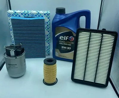 KIT TAGLIANDO NISSAN QASHQAI KADJAR 1.5 DCI 85 kw 115 CV 4 FILTRI 6 LT ELF 5W30 - Immagine 1 di 3