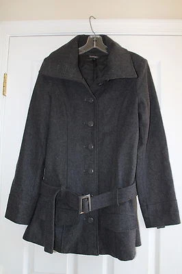 Bebe Gris Abrigo Lana Damas Talla Mediana Cinturón Corto Mujer Invierno Abrigo Informal Foto 1 de 4