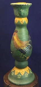 Tracy Porter Rooster Candlestick Hand Painted Signed 9 3/4" Tall Rustic Chicken - Picture 1 of 8
