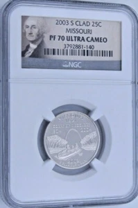 2003 S Clad Proof Missouri State Quarter - NGC PF 70 Ultra Cameo Guide $35 - Picture 1 of 2