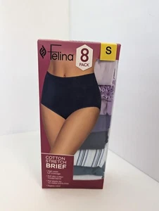 Felina Women's Cotton Stretch Briefs 8-Pack Size S Assorted Colors High Waist Un - Picture 1 of 5