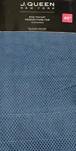 J. Queen New York Rod Pocket Dark Teal Curtain Panel Set Velvet Diamond 36x95" - Picture 1 of 8
