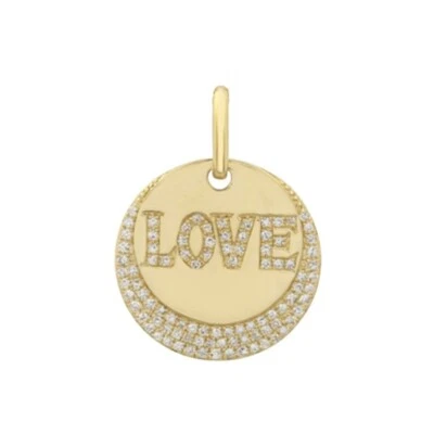 Beautiful Diamond LOVE Charm Pendant 925 Silver Disc Love Medallion Pendant - Изображение 1 из 3