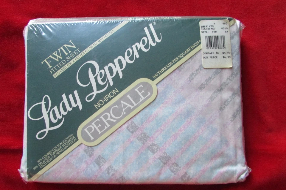 Vintage Twin Lady Pepperell  Imprints Fitted No-Iron Percale Bottom Sheet NOS - Image 1 of 2