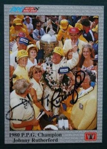 Tarjeta de carreras A & S 1991 firmada/autografiada por Johnny Rutherford campeón Indy 500- - Imagen 1 de 1
