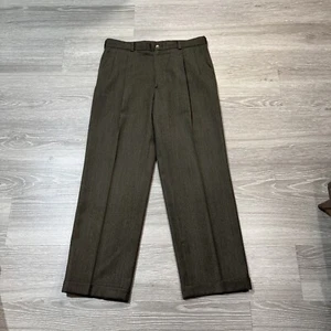 Jos A Bank Mens 35X30 Vintage USA Green Heavy Weight Wool Twill Dress Trouser - Picture 1 of 15
