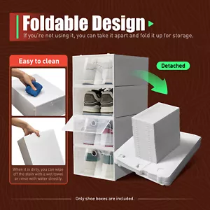 20 Pack Plastic Stackable Shoe Storage Organizer Clear Drawer Box 20PCS US - Picture 1 of 11