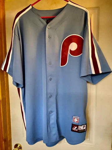***VINTAGE 2XL MAJESTIC HOF Phila Phillies Throwback MIKE SCHMIDT Jersey #20 Cover