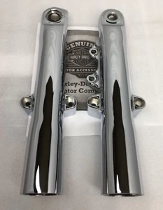 HARLEY FORK LEGS FAT BOY 2024 -25 FLFB FLFBS OEM CHROME LOWER SLIDERS EXCHANGE - Picture 1 of 13