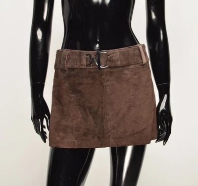 Seltener Jane Norman Y2K 2000er Glam Gürtel braun Wildleder Leder Minirock Größe 8 - Bild 1 von 4