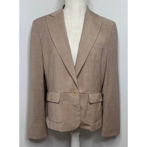 Talbots Tan Classic Suit Blazer with Shoulder Pads Women's Size 10P - Picture 1 of 10