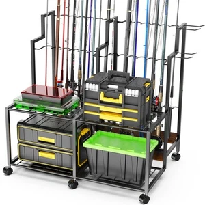 Fishing Rod Holders for Garage, 24 Rods Large-Capacity Fishing Pole Holders f... - Picture 1 of 7