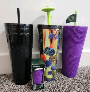 Starbucks Tumblers Splatter Purple, Black Drip, Glow In Dark, Schlüsselanhänger '24 Neu - Bild 1 von 16
