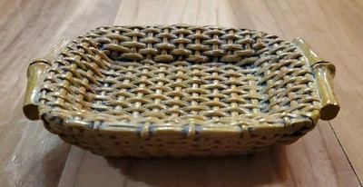 Bandeja de mimbre vintage aspecto cesta resina jabonera bandeja de mimbre Cottagecore Foto 1 de 4