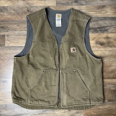 Chaleco de Trabajo Forrado de Vellón de Lona Carhartt De Colección V19 BRK Marrón Para Hombre Talla XL Foto 1 de 4