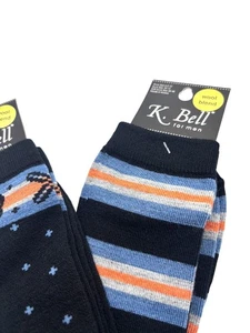 K. Bell Men’s Wool Blend Patterned Dress Socks, 2-pack - Picture 1 of 9