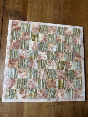 Vintage Marbled Stone Onyx Pink Green Marbled Chess Board Only  10” - Image 1 of 4
