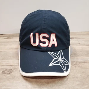 USA Hat Cap Strap Back Mens Navy White Running Star Nike Dri-FIT Featherlight - Picture 1 of 8