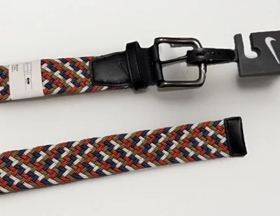 Cinturón tejido elástico multitejido mediano para golf Nike G-Flex azul/bronceado/caqui/óxido para hombre Foto 1 de 3