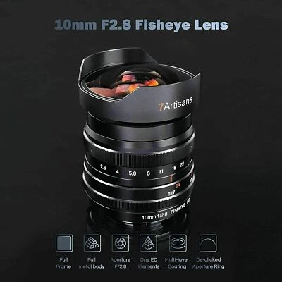 7artisans 10mm F2.8 Fisheye Full Frame Lens for Canon Nikon Sony Leica L Sigma L - Image 1 of 4