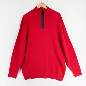 Suéter Alfani Para Hombres XL Rojo 1/4 Cremallera Textura Tejido 100% Algodón Informal NUEVO - Imagen 1 de 9
