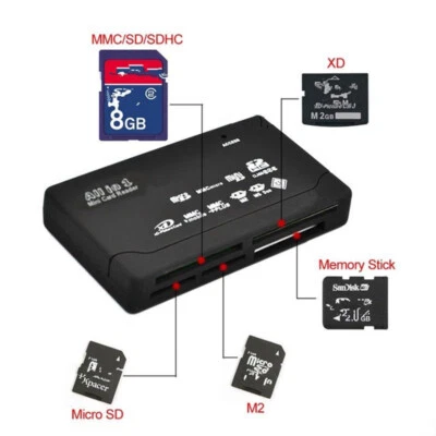 All In 1 USB Mini Multi Memory Cards Reader For CF XD SD MMC Power LED indicator - Image 1 of 4