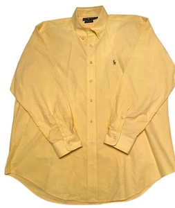 Camisa Ralph Lauren Yarmouth Abotonada Para Hombre Talla 17-34 Manga Larga Amarillo Oxford - Imagen 1 de 7