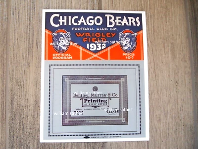 1932 NFL Playoff Game Program Cover 8x10 Photo Bears Beat Spartans for NFL Title - Image 1 of 2