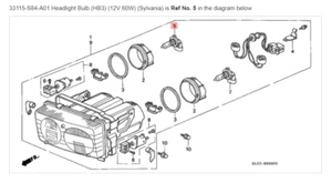 HONDA ACURA GENUINE OEM NSX Headlight Bulb HB3 (12V 60W) Sylvania 33115-S84-A01 - Picture 1 of 3