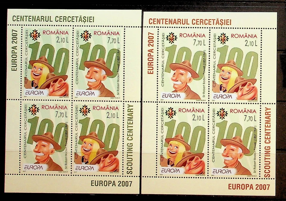 ROMANIA Sc 4942a-b NH 2 SOUVENIR SHEETS OF 2007 - SCOUTS - EUROPA - Image 1 of 1