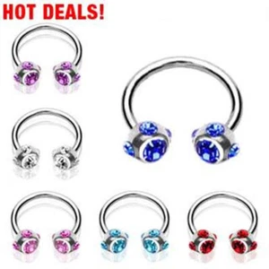 Hufeisen Ohr Expander 5 Farben "Five Zirkonia" - Bild 1 von 6