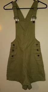 Afends Hemp Revolution Short Overalls Olive Size 6 Hemp & Recycled Polyester - Picture 1 of 8