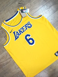 Maglietta Nike Dri-Fit LeBron James #6 Lakers Swingman gialla CW3669-738 ~ Taglia XL - Foto 1 di 13