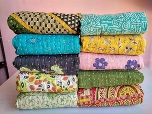 Wholesale Lot of Indian Vintage Kantha Quilts Handmade Cotton Throws Blankets 2P - Picture 1 of 3