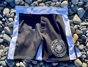 Black/White)USA MADE MMA SHORTS Grappling Shorts CROSS TRAINING SHORTS - Picture 1 of 11