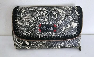 Sakroots Wallet Print By Valentina Ramos Peace Black & White Trifold  - Image 1 of 4