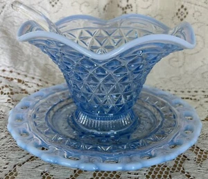 Katy Blue Mayonnaise Set 1930’s Lace Edge Imperial Glas 3er Set - Bild 1 von 7