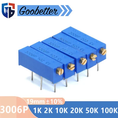 3006P 19 mm Trimmpotentiometer Trimmer Potentiometer Poti ±10% 1/2/10/20/50/100K - Bild 1 von 4