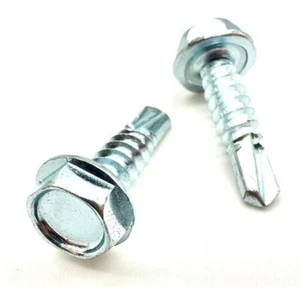 4.8MM x 13MM SELF DRILLING TEK SCREWS HEX HEAD 10G x 1/2" ZINC ROOFING CLADDING - Picture 1 of 5