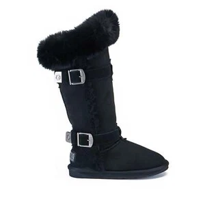 Stivali nuovi Australia Luxe zar alti double face pelle di pecora neri scamosciati shearling *6 - Foto 1 di 13