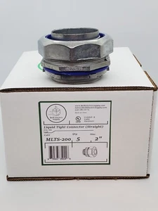 2"  Metallic Liquid Tight Straight Connector ( 5 Pack). Zinc Die Cast - Picture 1 of 2