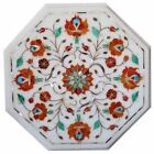 12" Marble Coffee Table Top Carnelian Stone Inlay Marquetry Art Home Decor Gift