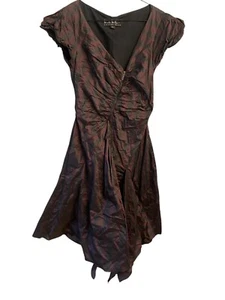 Nicole Miller Rouche Black Maroon Dress Size 6 - Picture 1 of 3