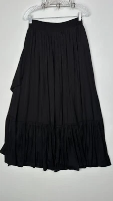 NWT WHite House Black Market Size  L Ruffle Midi Skirt Black Maxi Boho - - Image 1 of 4