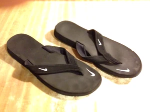 Nike Womens 10M Celso Black Slip On Pool Shower Flip Flop Thong T-Bar Sandals - Picture 1 of 8