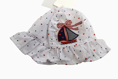 Little Me Infantil Niñas Bordado Velero Blanco Sombrero Sol Nuevo 12-24 Meses Foto 1 de 4