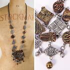 Spanish Designer Statement Necklace Hammered Mixed Metal Beads Long Arty Pendant