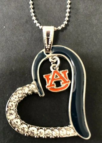 Sandol Brands Auburn Tigers Heart Crystal Logo Necklace 1361920 Cover