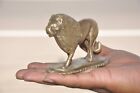 Vintage Engraved Brass Handcrafted Solid Lion Figurine, Nice Patina