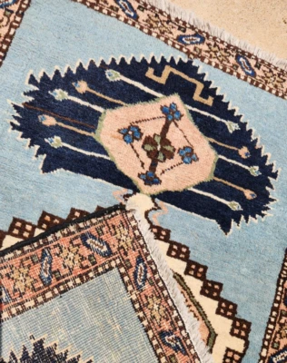 2'4"x3'7" ANTIQUE HAND KNOTTED CAUCASIAN KAZAK SERAPE TRIBAL WOOL RUG RUNNER - Image 1 of 4